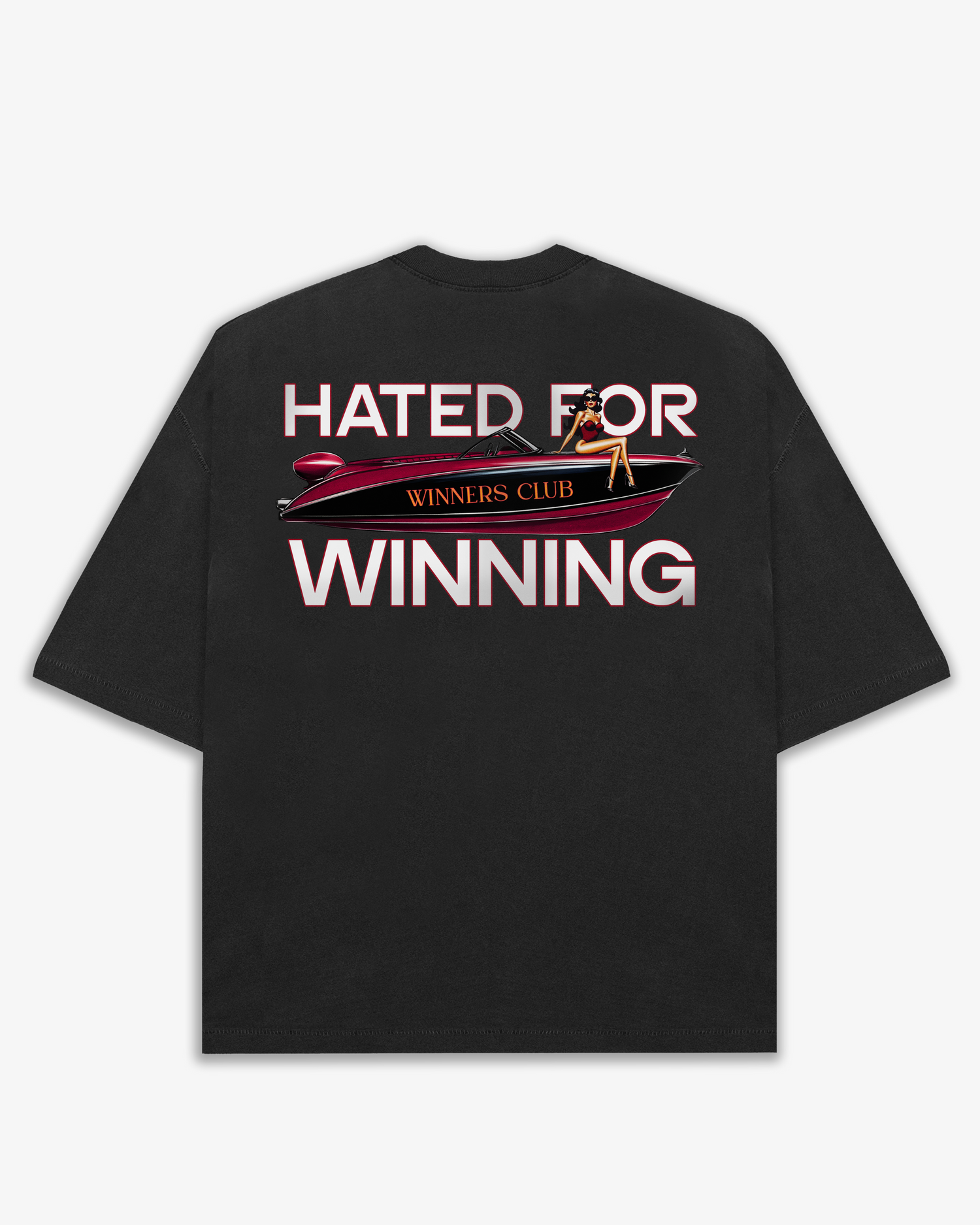 WINNERS CLUB BLACK GRAPHIC T SHIRT - OVERSIZED