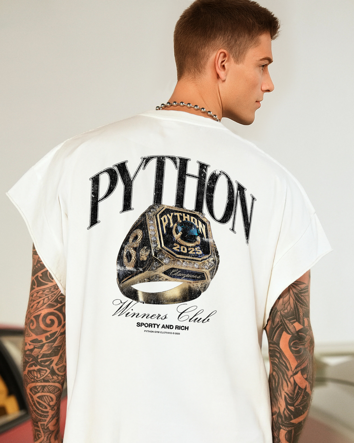 LIMITED - PYTHON RING OVERSIZED TANK TOP WHITE