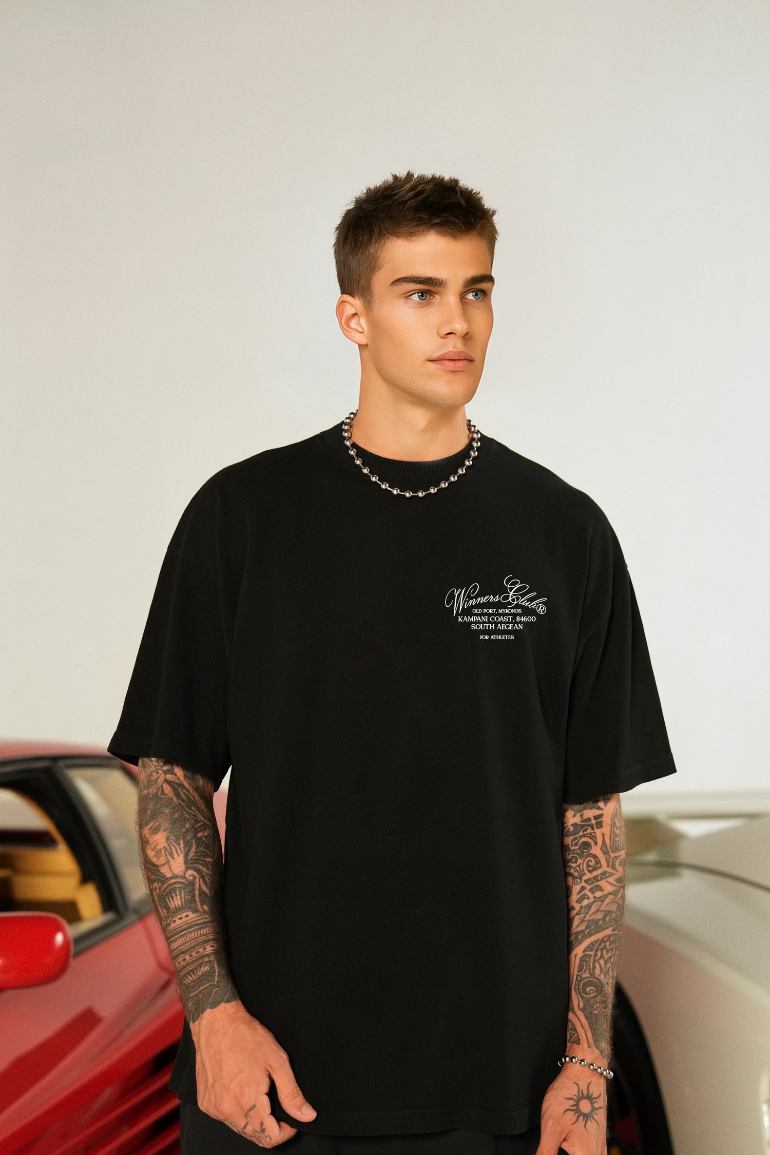 WINNERS CLUB BLACK GRAPHIC T SHIRT - OVERSIZED