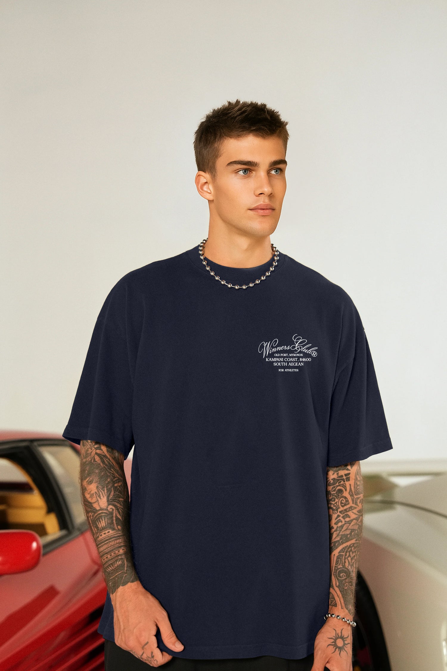 WINNERS CLUB NAVY GRAPHIC T SHIRT - OVERSIZED