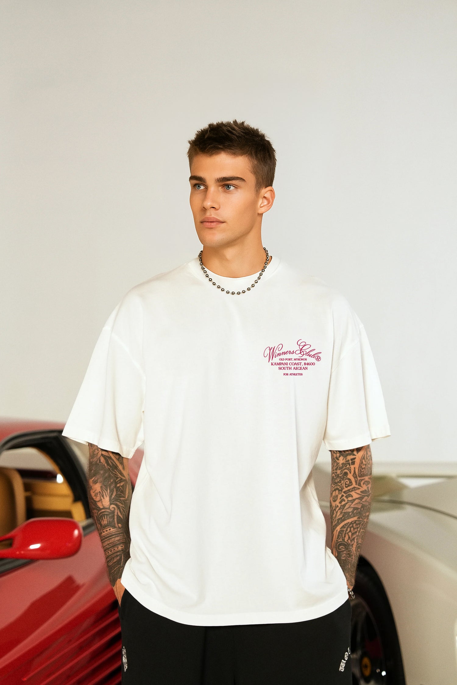 WINNERS CLUB WHITE GRAPHIC T SHIRT - OVERSIZED