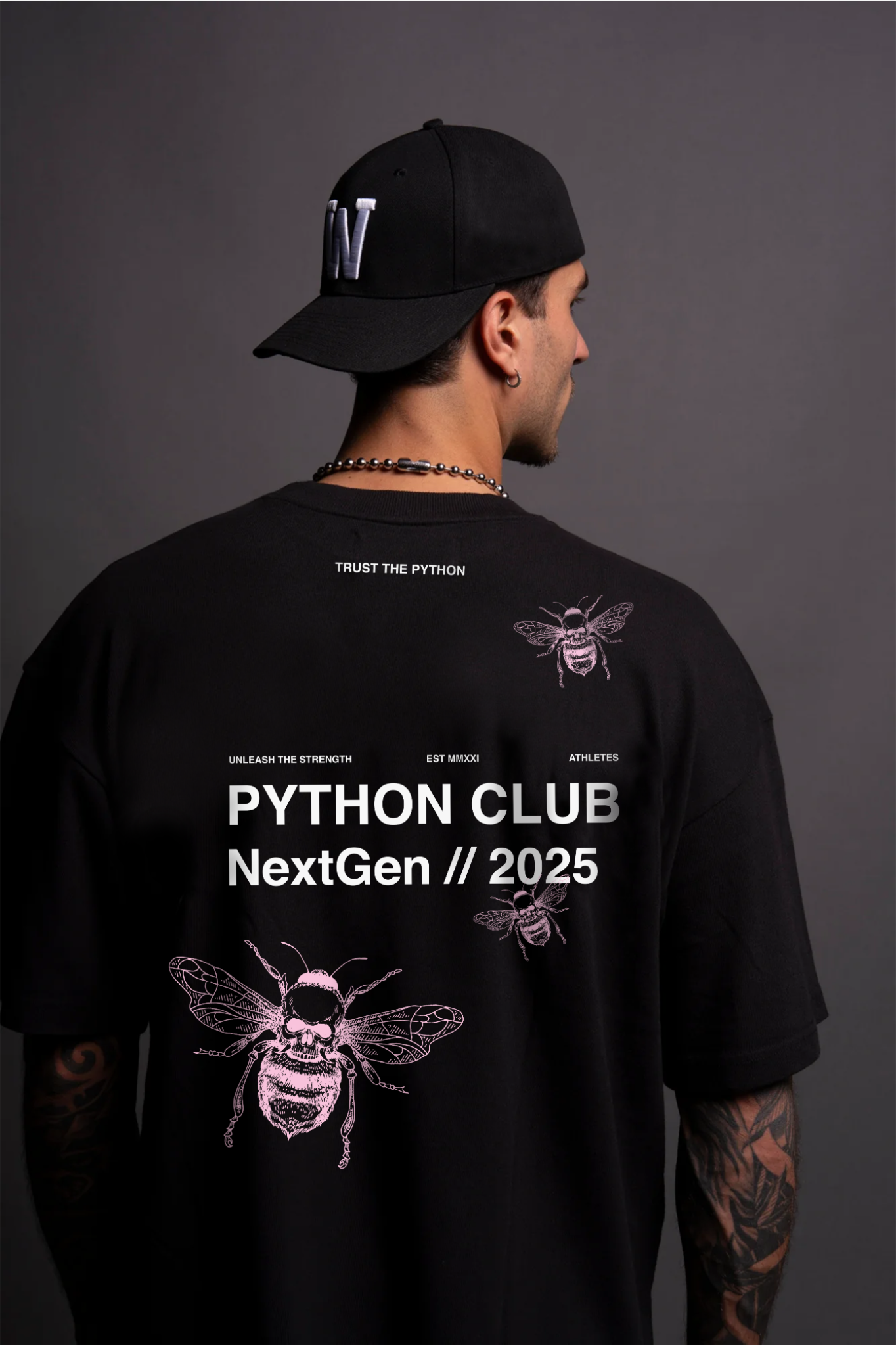 LIMITED PYTHON CLUB GRAPHIC T SHIRT BLACK - OVERSIZED