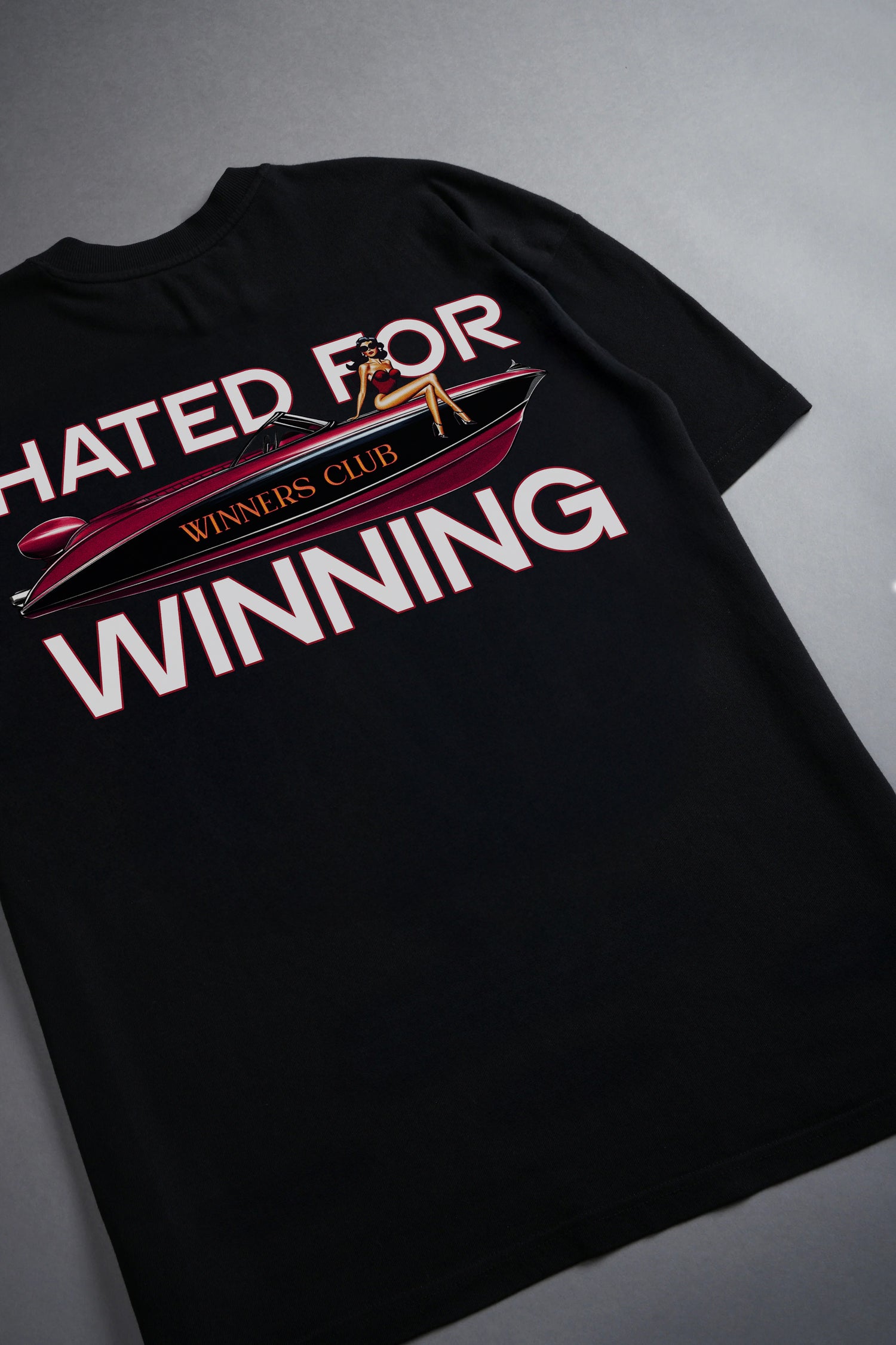 WINNERS CLUB BLACK GRAPHIC T SHIRT - OVERSIZED