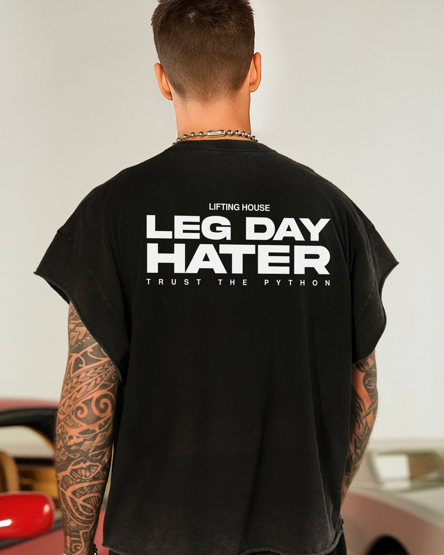 LIMITED - LEG DAY HATER OVERSIZED TANK TOP BLACK