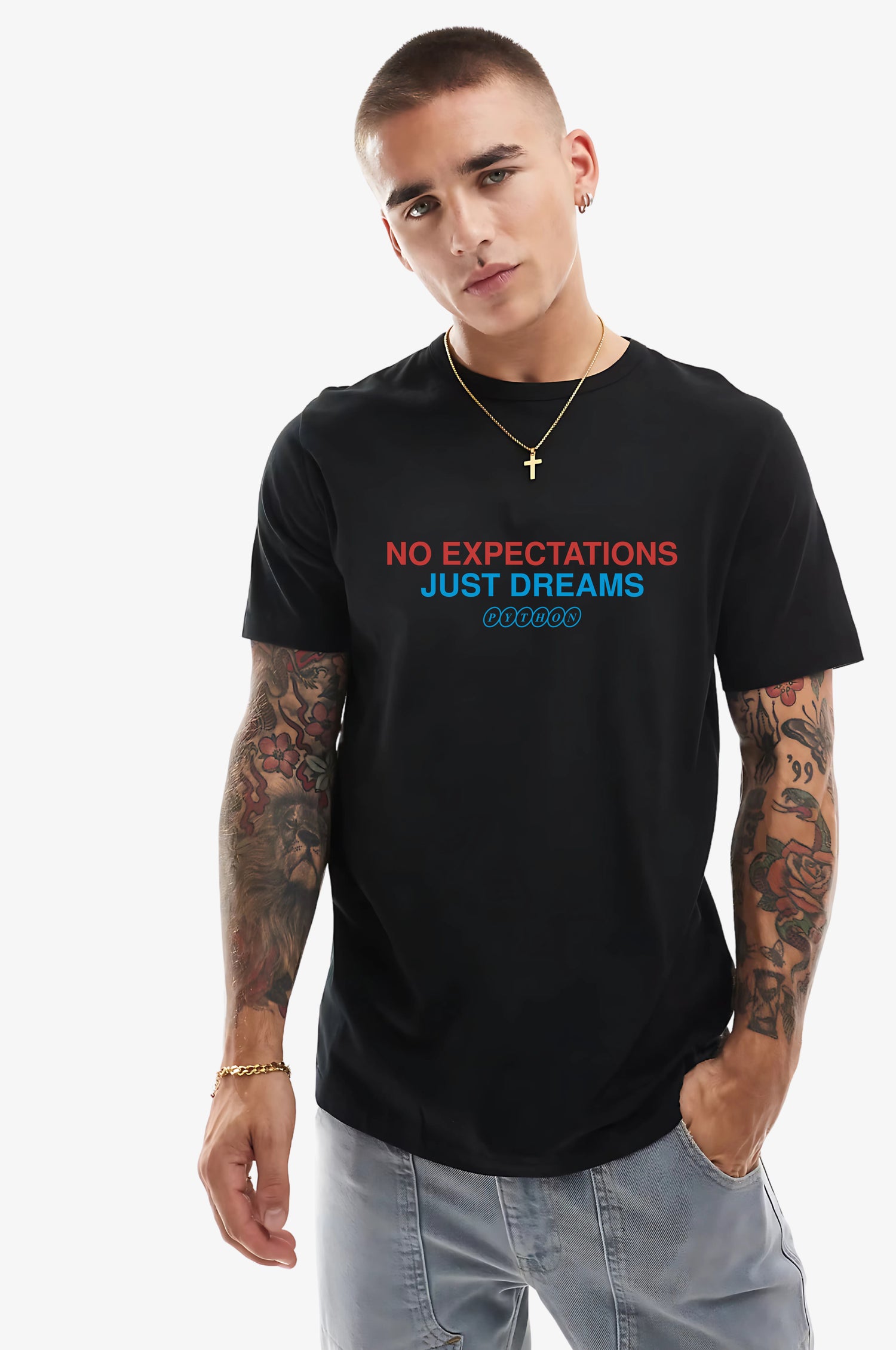 DREAMS BLACK GRAPHIC T SHIRT Classic Fit T Shirt