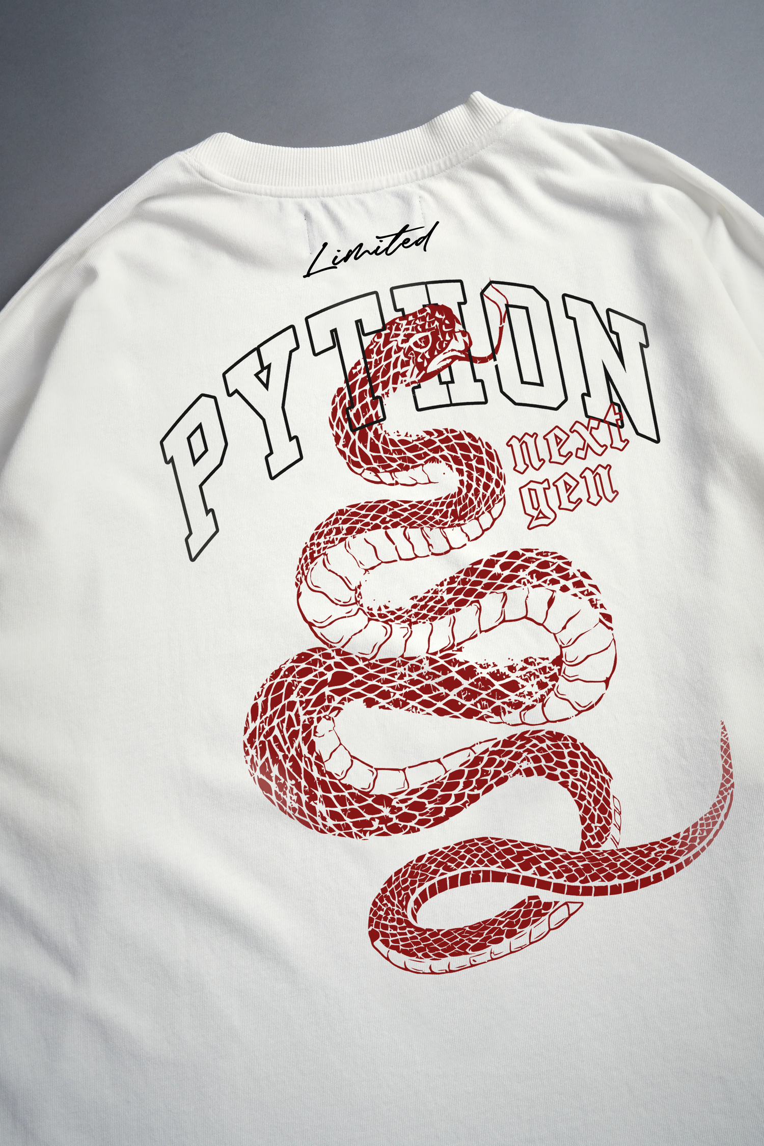 PYTHON NEXT GEN OVER SIZED WHITE GRAPHIC T SHIRT