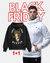 Load image into Gallery viewer, 1+1 BUNDLE BLACK FRIDAY FITINFINITI HOODIE(white) + MEDUSA HOODIE(black)
