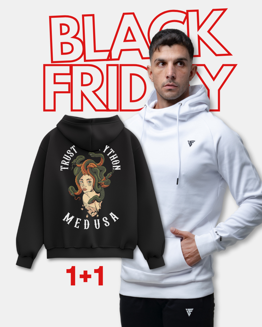 1+1 BUNDLE BLACK FRIDAY FITINFINITI HOODIE(white) + MEDUSA HOODIE(black)