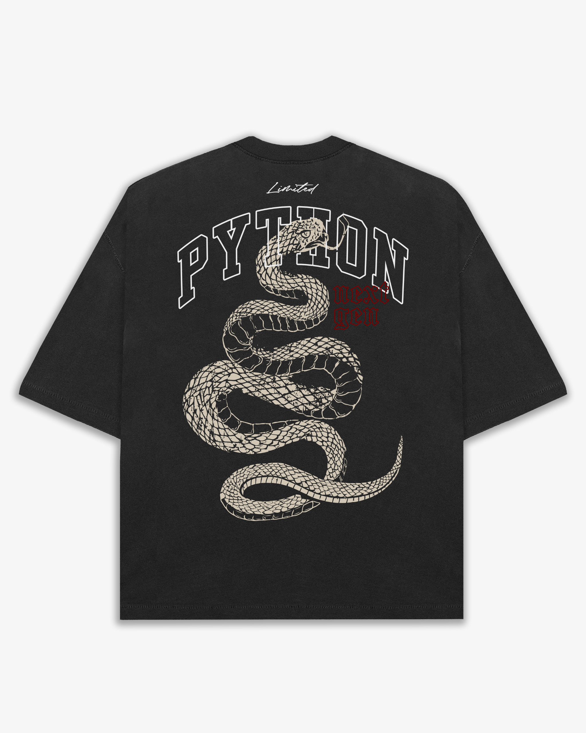Python Designer Apparel PYTHON NEXT GEN OVERSIZED BLACK GRAPHIC T SHIRT – Pythongymclothing