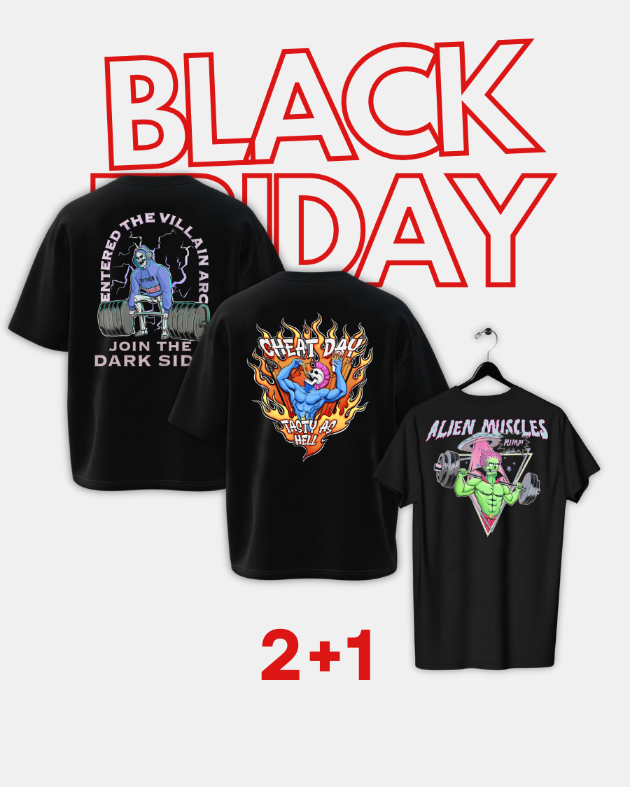 2+1 BUNDLE BLACK FRIDAY VIALLAIN ARC OVERSIZED(black) +CHEAT DAY OVERSIZED(black)+ALIEN MUSCLES CLASSIC(black)