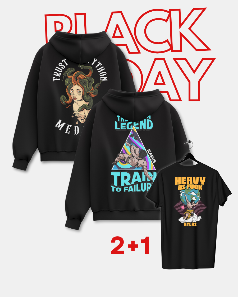 2+1 BUNDLE BLACK FRIDAY MEDUSA HOODIE(black) +ICARUS HOODIE(black)+ATLAS CLASSIC(black)