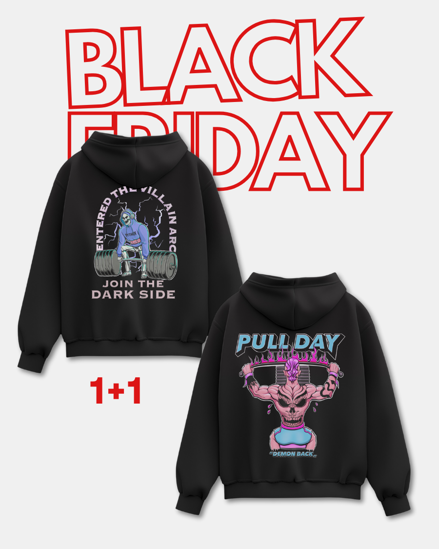 1+1 BUNDLE BLACK FRIDAY VILLAIN ARC HOODIE(black) +PULL DAY HOODIE(black)