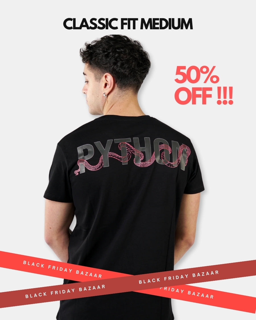 Python Snake Text Black Classic BLACK FRIDAY BAZAAR