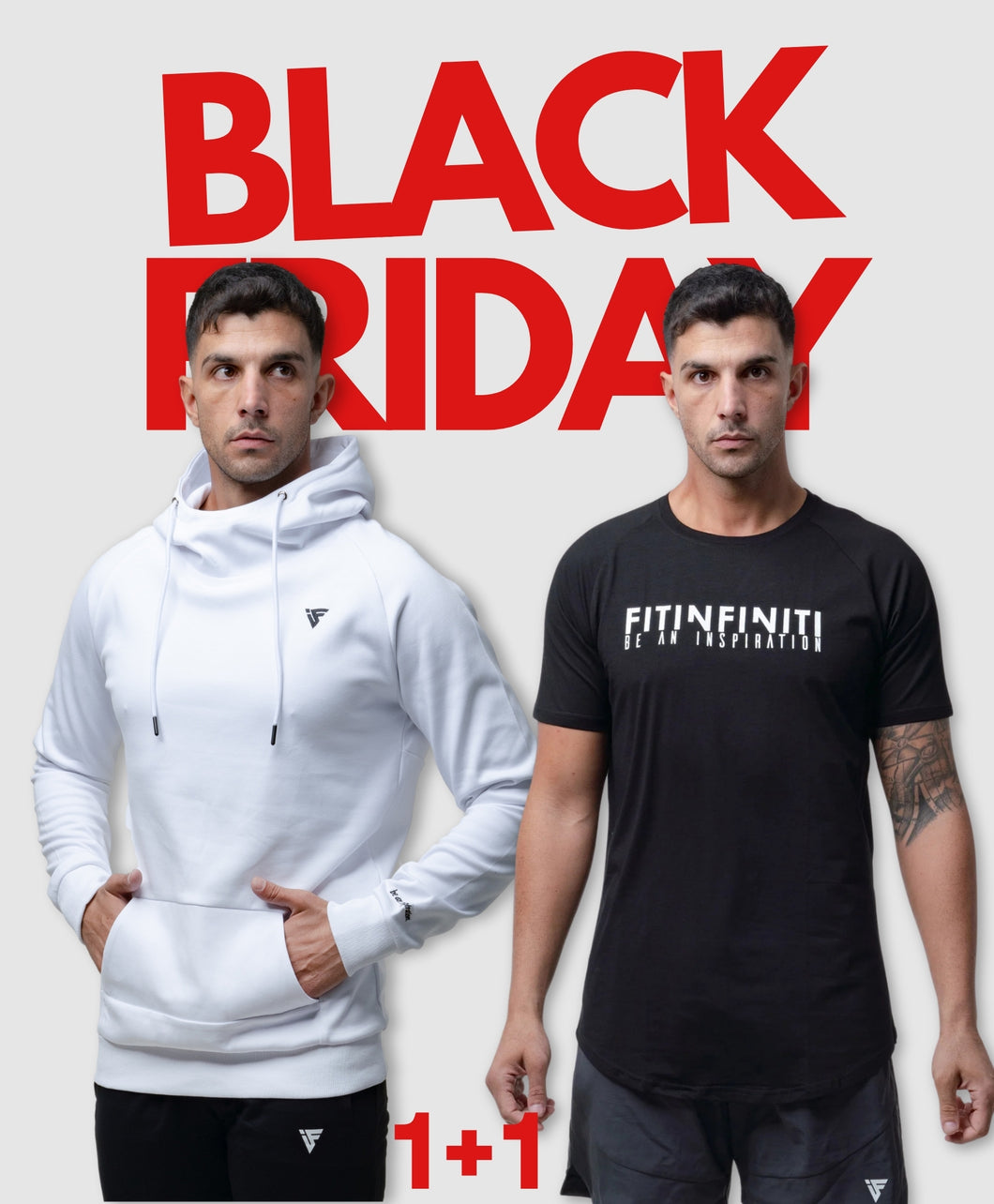 1+1 BUNDLE FITINFINITI HOODIE(white) + T SHIRT(black)