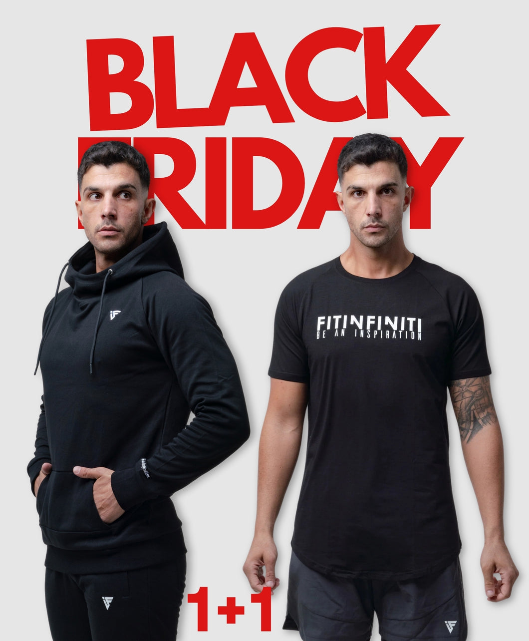 1+1 BUNDLE FITINFINITI HOODIE(black) + T SHIRT(black)