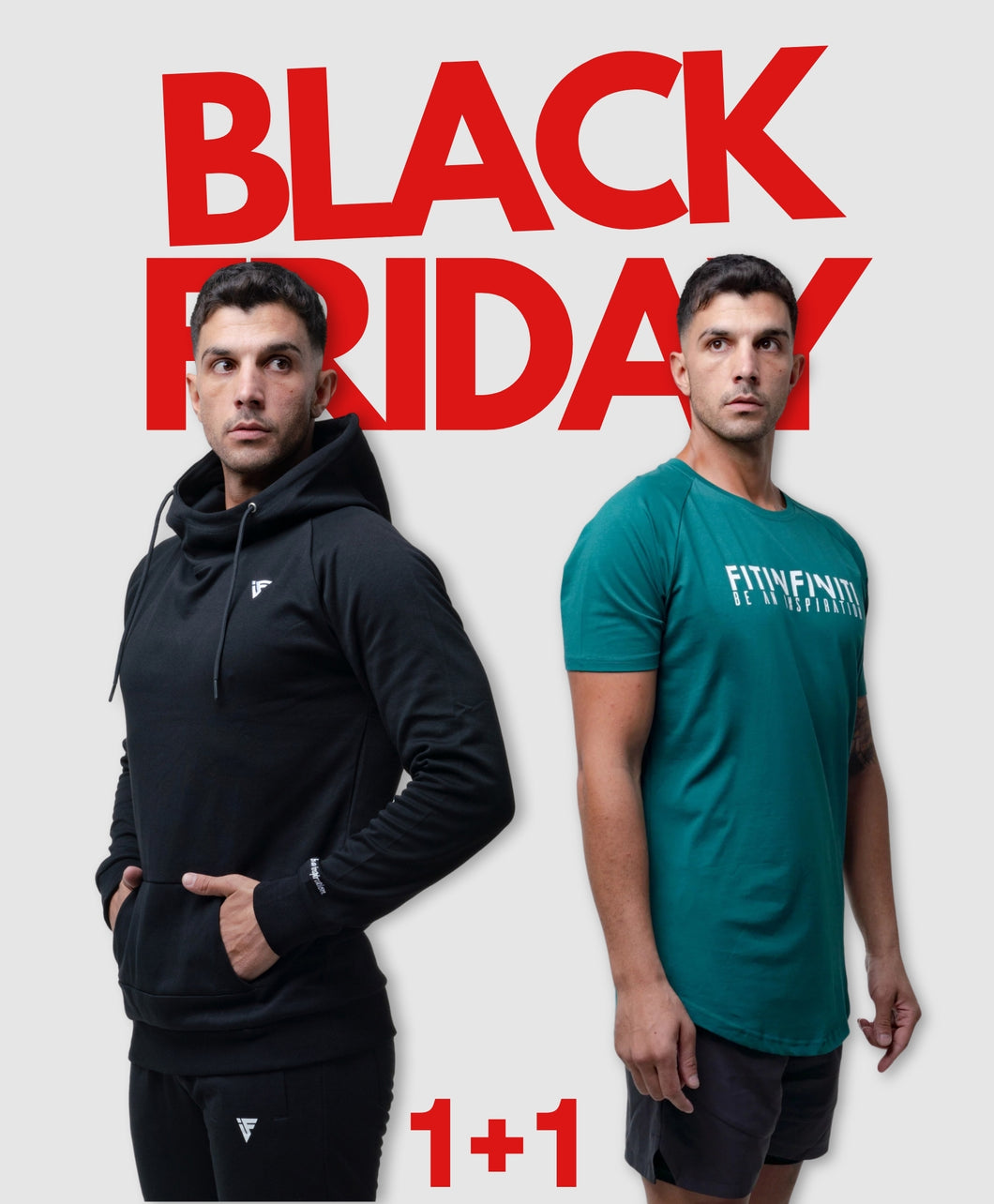 1+1 BUNDLE FITINFINITI HOODIE(black) + T SHIRT(green)