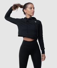 Load image into Gallery viewer, BLACK CROPPED HOODIE PYTHON//FITINFINITI
