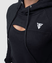 Load image into Gallery viewer, BLACK CROPPED HOODIE PYTHON//FITINFINITI
