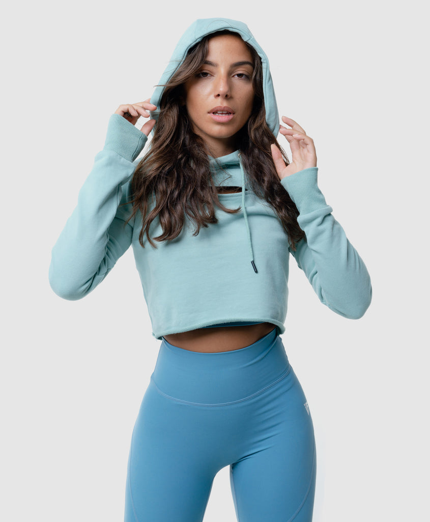 LIGHT BLUE CROPPED HOODIE PYTHON//FITINFINITI