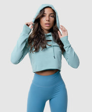 Load image into Gallery viewer, LIGHT BLUE CROPPED HOODIE PYTHON//FITINFINITI
