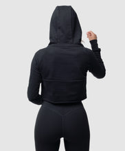 Load image into Gallery viewer, BLACK CROPPED HOODIE PYTHON//FITINFINITI
