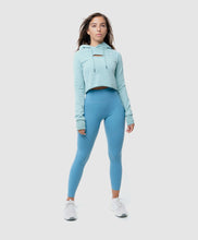 Load image into Gallery viewer, LIGHT BLUE CROPPED HOODIE PYTHON//FITINFINITI
