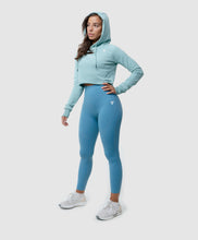 Load image into Gallery viewer, LIGHT BLUE CROPPED HOODIE PYTHON//FITINFINITI
