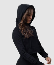 Load image into Gallery viewer, BLACK CROPPED HOODIE PYTHON//FITINFINITI
