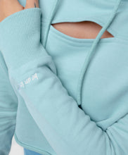 Load image into Gallery viewer, LIGHT BLUE CROPPED HOODIE PYTHON//FITINFINITI
