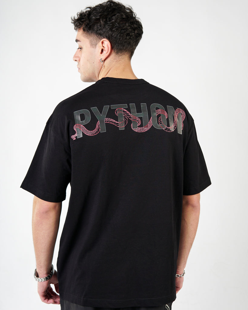 Python Snake Text Black Oversized