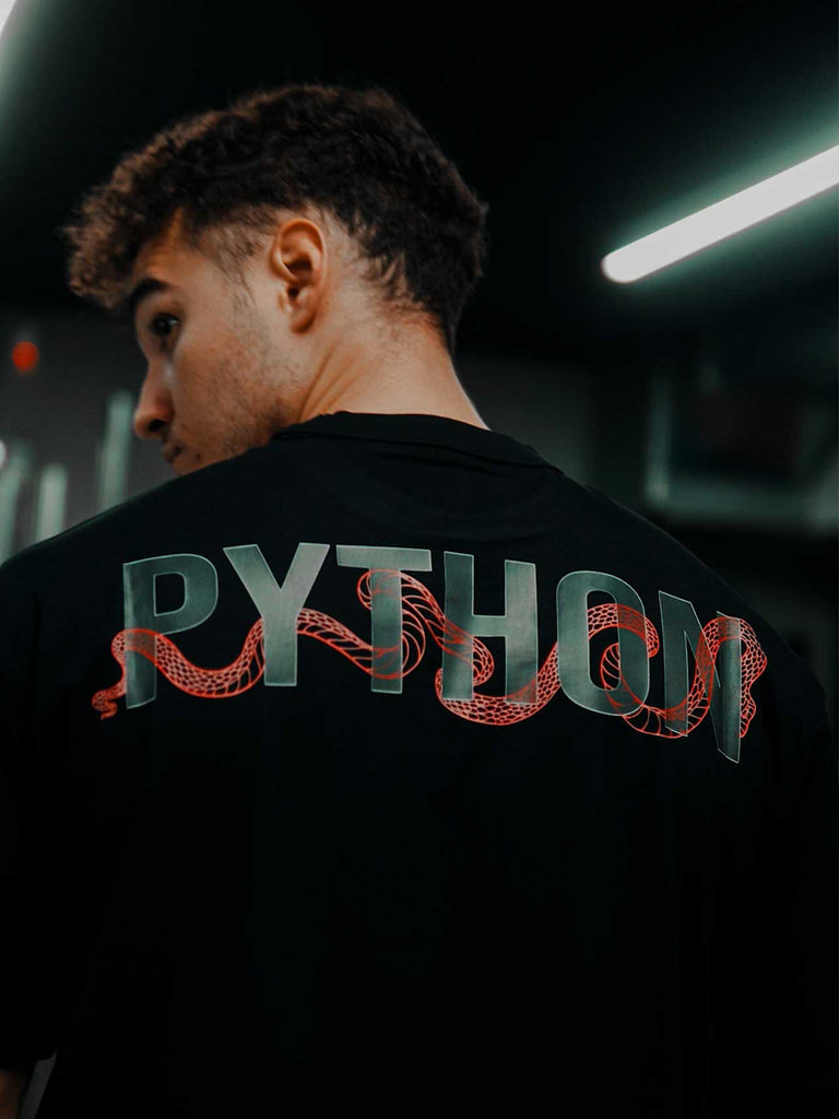 Python Snake Text Black Oversized